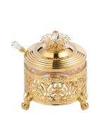 24kt Gold Plated Ornate Honey Jar and Dipper