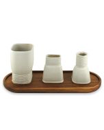 3D Printed Clay Havdalah Set by Studio Armadillo: Cream