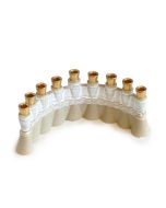 3D Printed Clay Weave Menorah by Studio Armadillo: Off-White and Sand Glaze