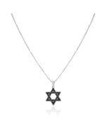 Blackened Detail Sterling Silver Star of David Necklace: Choice of Chain Length