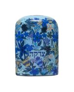 Blue Floral Tzedakah Box by Yair Emanuel