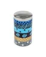 Blue Patterned Tzedakah Box by Hadarya