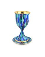 Blue Wave Kiddush Cup and Saucer Set by Zvezdin's Workshop