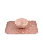 Blush and Indian Red Patterned Apple and Honey Dish Set by Maiyan Ben Yona