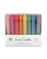 Box of 16 Rolled Beeswax Shabbat Candles in Rainbow Colors