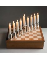 Crypto-Judaica Chess Set by Flor Aviv with "Hidden" Judaica for Shabbat and Menorah for Hanukkah