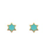 Enamel Star of David Studs by Mamaleh Jewelry: Ocean Blue