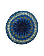 Fair Trade Knit Kippah by Mayan Hands: Blue and Green Pattern