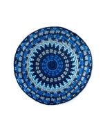 Fair Trade Knit Kippah by Mayan Hands: Recycled Denim Blue Pattern