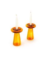 Glass Mushroom Candlesticks in Amber by Tchotchke