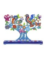 Handpainted Birds and Butterflies Menorah by Yair Emanuel