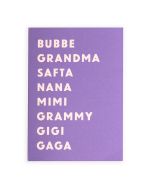 Mother's Day Notecard: Bubbe Names by Jenny Rozbruch for the Jewish Museum