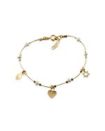 Jewish Symbol Charm Bracelet with Freshwater Pearls