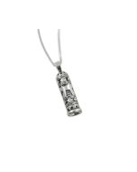 Sterling Mezuzah with Chai Necklace: Box Chain