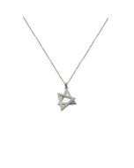 Modern Star of David Necklace by Judit Blumenfrucht: 17" Small Rolo Chain