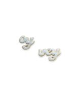 Oy Vey Studs by Mamaleh Jewelry: White Enamel