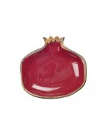 Red Pomegranate Dish with Gold Rim