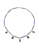 Rhapsody in Hues of Gold and Blue Necklace by Staphanie Dubsky