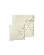 Star of David Embroidered Linen Matzah Cover and Afikomen Bag Set by Pearl Richman