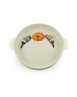 Vintage Lapid Pottery: Orange and Brown Floral Round Serving Tray