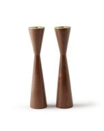 Walnut and Brass Candlesticks by Oneg
