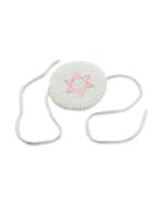 White Crochet Baby Kippah: Pink Star