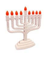 White Knesset Electric Menorah with LED Bulbs