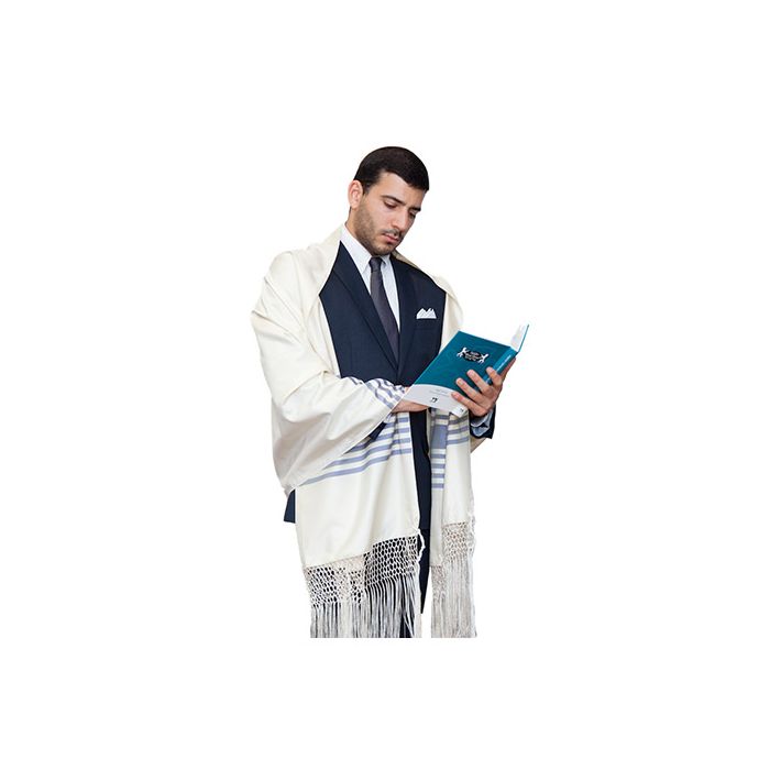 Silk Tallis by Talled di Seta: Classic Blue Stripes