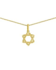 14kt Gold Rounded Edges Star of David Necklace by Alef Bet: Choice of Chain Length