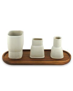 3D Printed Clay Havdalah Set by Studio Armadillo: Cream