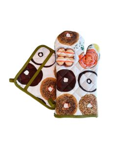 Bagel Print Oven Mitt and Pot Holder Set