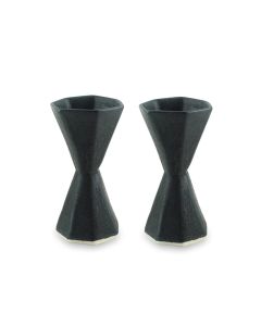 Black Ceramic Geo Candlesticks by Lauren HB Studio
