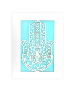 Blank Notecard by Two Hermanas: Lasercut Hamsa in Aqua