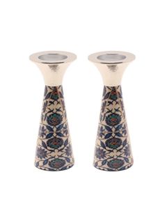 Blue Floral Candlesticks by Yair Emanuel