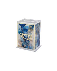 Blue Marbled Tzedakah Box
