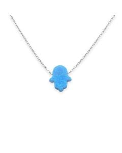 Blue Opal Hamsa Necklace