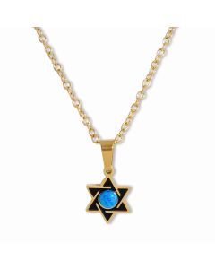 Blue Opal Star of David Necklace by Koch La Ni