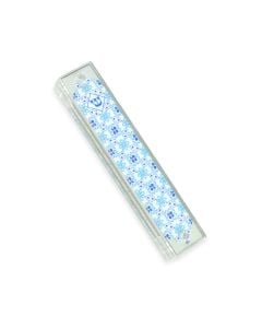 Blue Pattern Lucite Mezuzah
