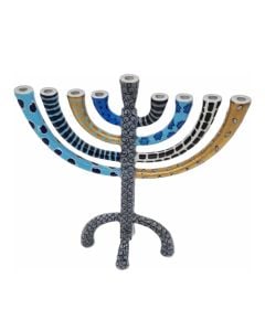 Blue Patterned Menorah by Hadarya