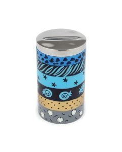 Blue Patterned Tzedakah Box by Hadarya