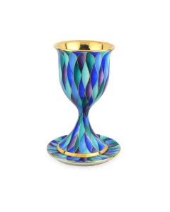 Blue Wave Kiddush Cup and Saucer Set by Zvezdin's Workshop