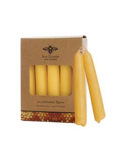 Box of 10 Natural Beeswax Shabbat Candles by Big Dipper Wax Works