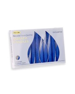 Box of 12 Blue and White Twist Honeycomb Beeswax Shabbat Candles
