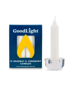 Box of 12 Natural White Shabbat Candles by Goodlight