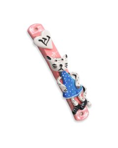 Ceramic Cat Mezuzah by Inna Olshansky