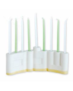 Ceramic Double-Sided Shalom Menorah by Studio Armadillo: Yellow Accent