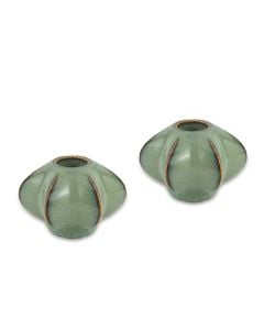 Ceramic Washed Denim Candlesticks by Feldi Studios