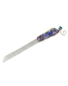 Challah Knife with Fused Glass Handle by Gary Rosenthal