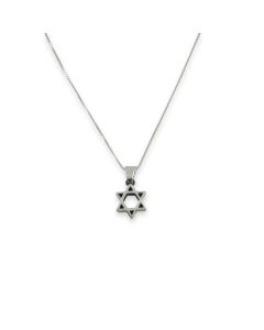 Chunky Sterling Star of David Necklace: 16" Chain
