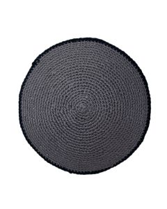 Crochet Grey Kippah with Black Border